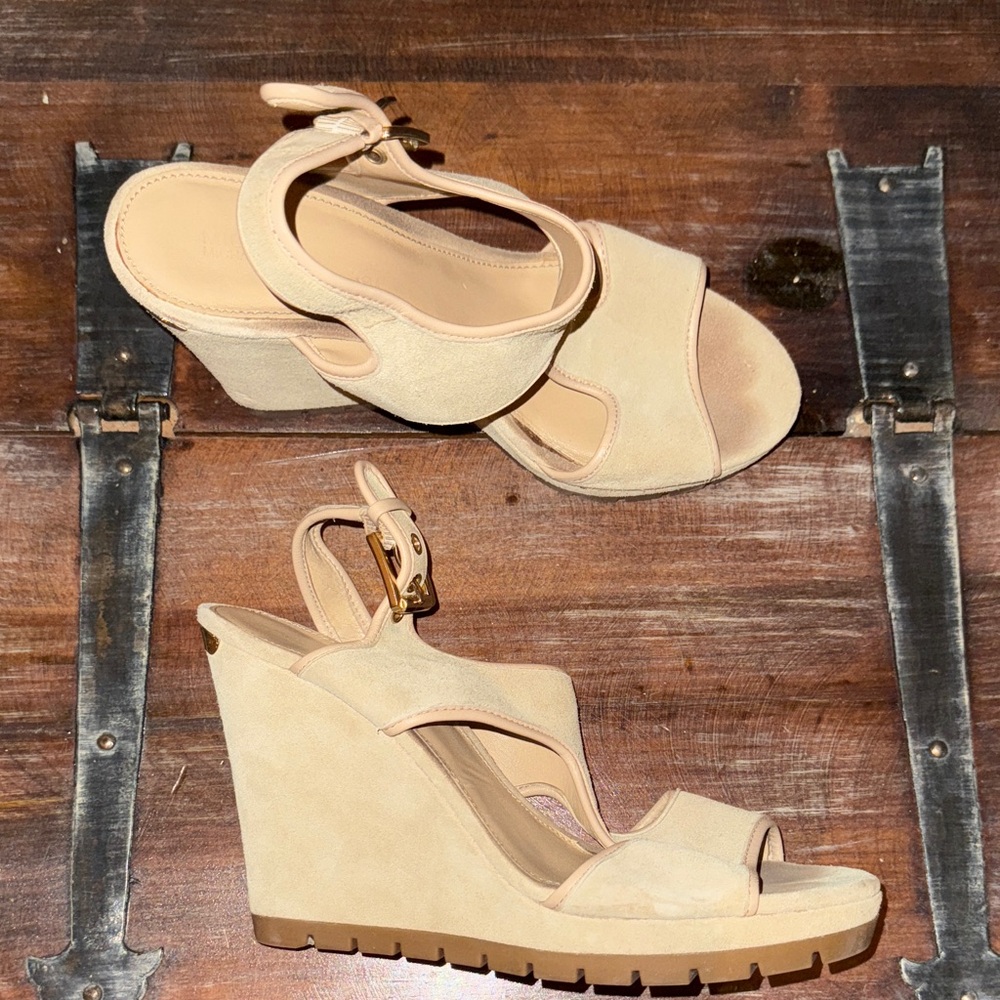 Michael Kors Nude Suede Slingback Heeled Sandals - Picture 3 of 5